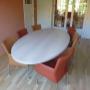 Ovale eiken tafel stoel wielen