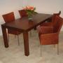 Eiken tafel cognac stoelen rvs
