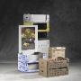 Opgezette bakken en displays