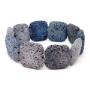 Robuuste en stoere armband van grote blauw/grijze lavakralen.