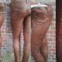 Bruine leren dames broek Les Femmes mode
