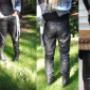 Sportieve leren dames broek Les Femmes Ledermode