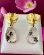 Exclusieve 18 karaat gouden oorbellen met dendriet en zwarte diamant Nicoline van Boven